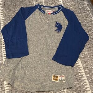 Mitchell & Ness Philadelphia Athletics Blue and Gray Long Sleeve  Tee